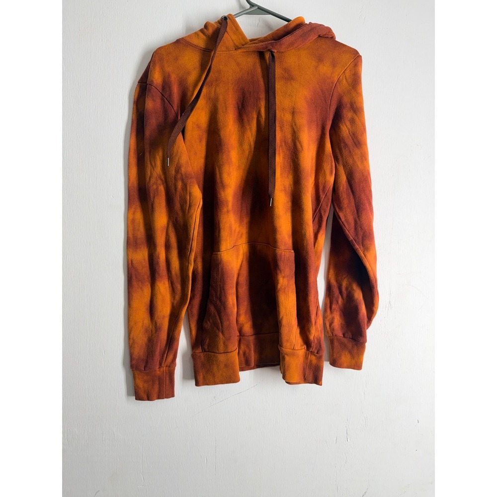 No Boundaries Orange Tie Dye Hoodie Sweatshirt XS Rust Brown Cloud Wash Pullover